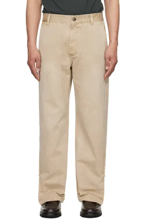 Solid Beige Side Zipper Wide Trousers