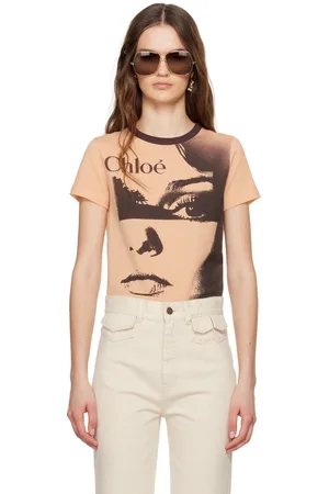 Chloé Orange & Brown Crewneck Logo T-shirt