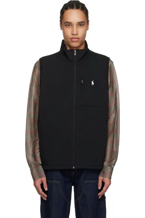 Ralph Lauren Black Double-Knit Mock Neck Vest