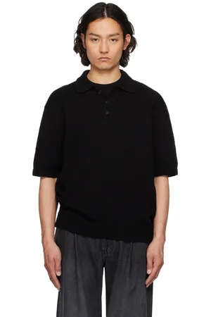 Solid Black Knit Polo