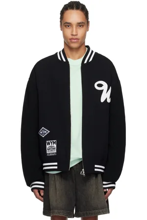 WOOYOUNGMI Black Varsity Zip-Up Sweater