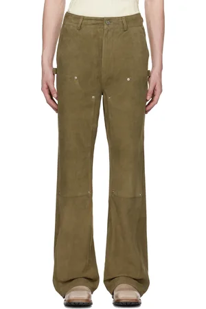 Deadwood Khaki Deetz Double Knee Leather Pants
