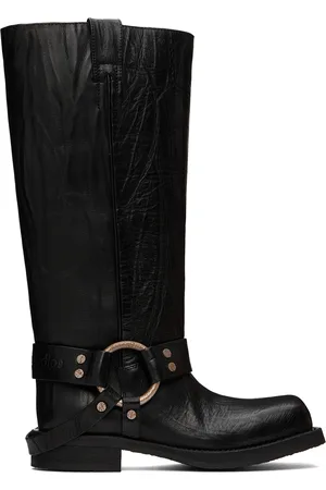 Acne Studios Black Leather Buckle Tall Boots