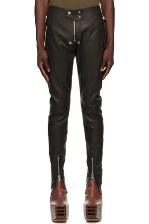Rick Owens Black Porterville Tight Gary Leather Trousers