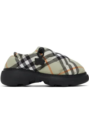 Burberry Green Check Nylon Pillow Loafers