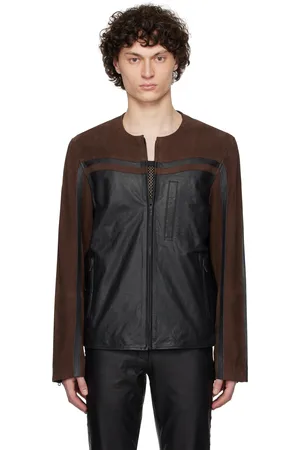 Deadwood SSENSE Exclusive Black & Brown Racer Leather Biker Jacket