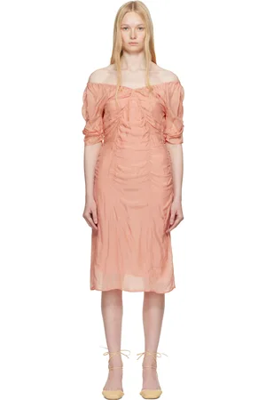 LEMAIRE Pink Silk Chiffon Parachute Midi Dress