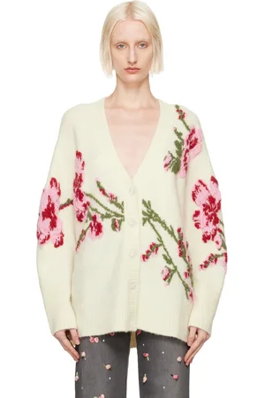 BLUMARINE Off-White Jacquard Roses Cardigan