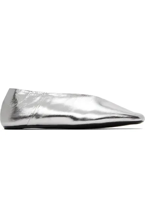 Jil Sander Silver Square Toe Ballerina Flats