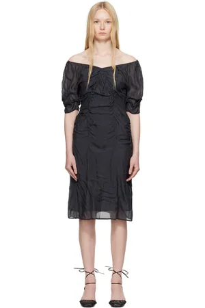LEMAIRE Gray Silk Chiffon Parachute Midi Dress