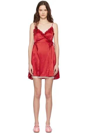 Simone Rocha Pink & Red Negligee Satin Patchwork Ballet Minidress