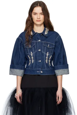 Simone Rocha Indigo Turbo Embellished Sculpted Denim Jacket