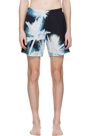Alexander McQueen Black & Blue Lightleak Thistle Swim Short