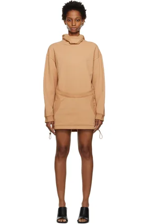 DION LEE Tan Interlock Mask Hoodie