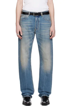 Alexander McQueen Blue Straight-Leg Washed Jeans