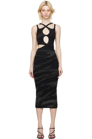 DION LEE Black Interlink Midi Dress