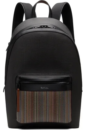 Paul Smith Black Coated Canvas Signature Stripe Pocket Backpack