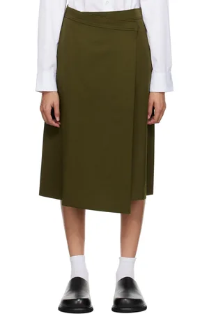 6397 Khaki Wrap Midi Skirt