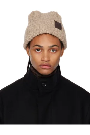 Salvatore Ferragamo Beige Ribbed Beanie