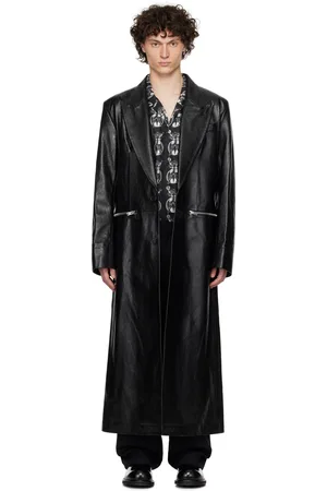Acne Studios Black Single-Breasted Leather Coat