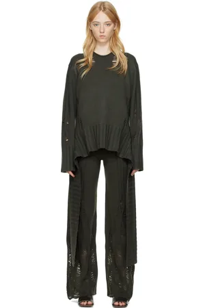 DION LEE Green Distressed Cashmere Sweater