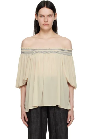 See by Chloé Beige Smocked Blouse