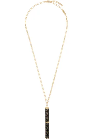 Givenchy Gold & Black Charm Pen Monogram Pendant Necklace