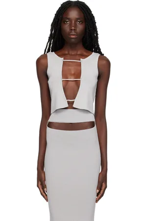 CHRISTOPHER ESBER Gray Lattice Tank Top