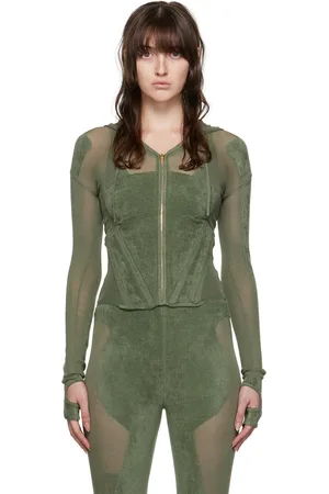 DION LEE Khaki Paneled Hoodie