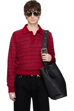 Alexander McQueen Red Stripe Knt Crop Polo