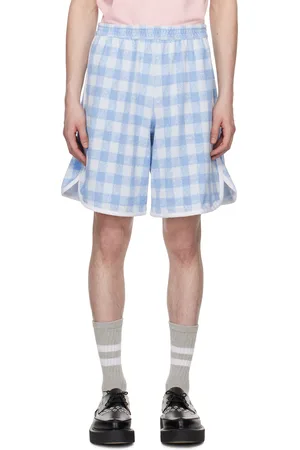 Anna Sui SSENSE Exclusive Blue Gingham Terry Track Boxer Shorts