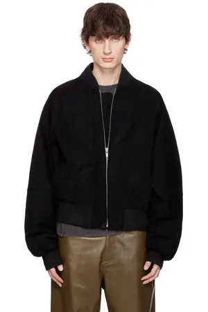 Entire Studios Black Raglan Bomber Leather Jacket
