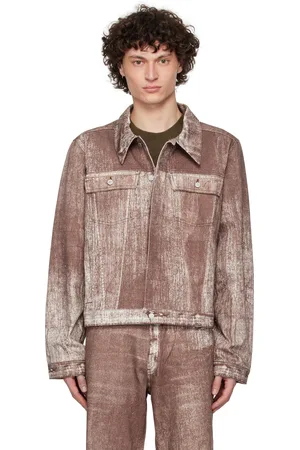 Camper Burgundy Paint Print Denim Jacket