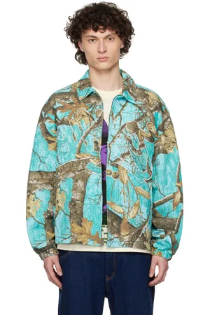AWAKE NY Blue Frayed Script Coach Jacket