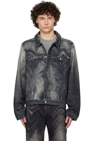 Camper Black & Gray Distorted Print Denim Jacket
