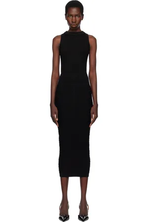 Balmain Black Open Back Knit Midi Dress