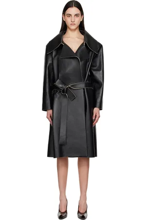 Acne Studios Black Double-Breasted Leather Coat