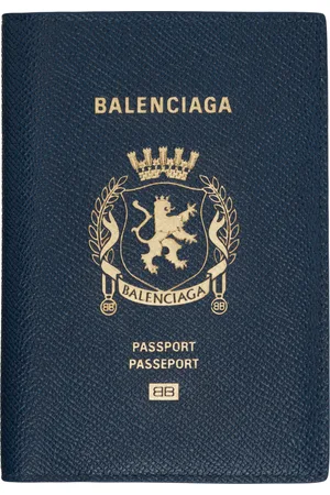 Balenciaga Blue Leather Passport Holder Wallet