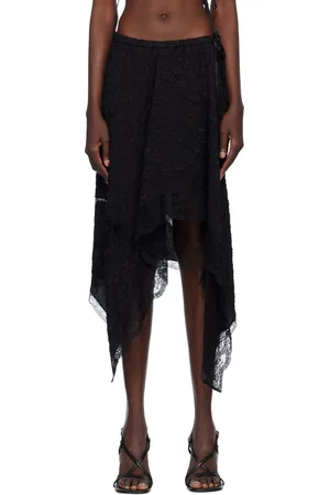 DRIES VAN NOTEN Black Cloqué Midi Skirt