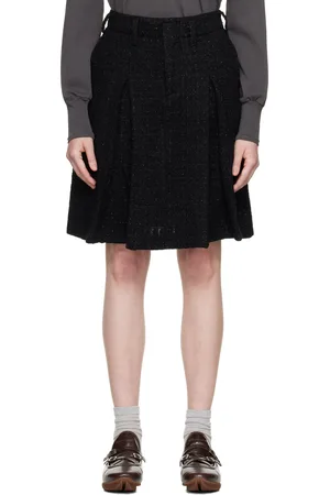 AMBUSH Black Tweed Pleats Midi Skirt