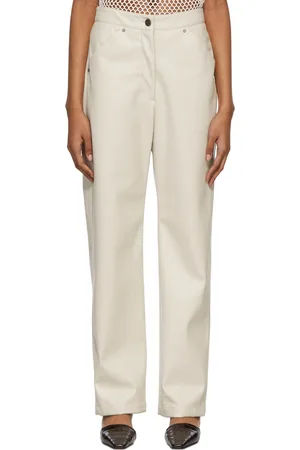 Deveaux New York Off-White Vegan Leather Eve Trousers