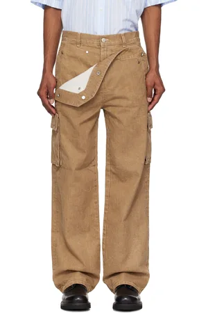 Le PÈRE Tan Peek-A-Boo Denim Cargo Pants