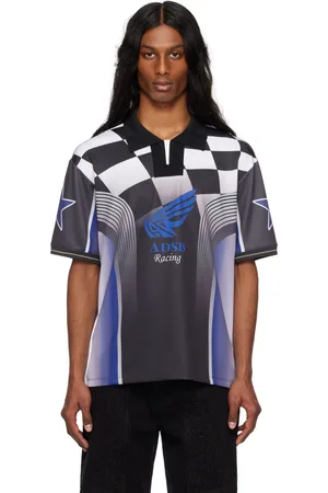 Andersson Bell Blue & Black Checkerboard Racing Polo