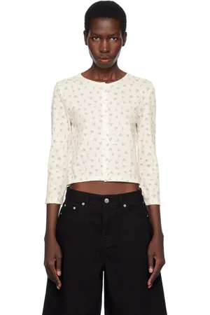 DUNST Off-White Pointelle Crewneck Cardigan