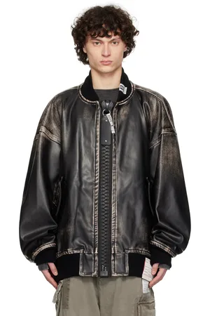 Maison Mihara Yasuhiro Amateur Sewn Like Big Zip Faux-Leather Bomber Jacket