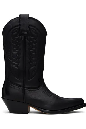 Maison Margiela Black Embroidered Cowboy Boots
