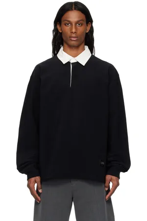 Solid Black Solid Rugby Polo
