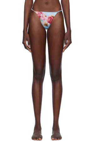 FLEUR DU MAL Blue Luxe V-String Thong