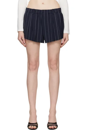 Alexander Wang Navy Pleated Mini Shorts