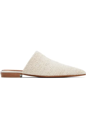 Alexander McQueen Off-White Birdee Leather Knit Mules